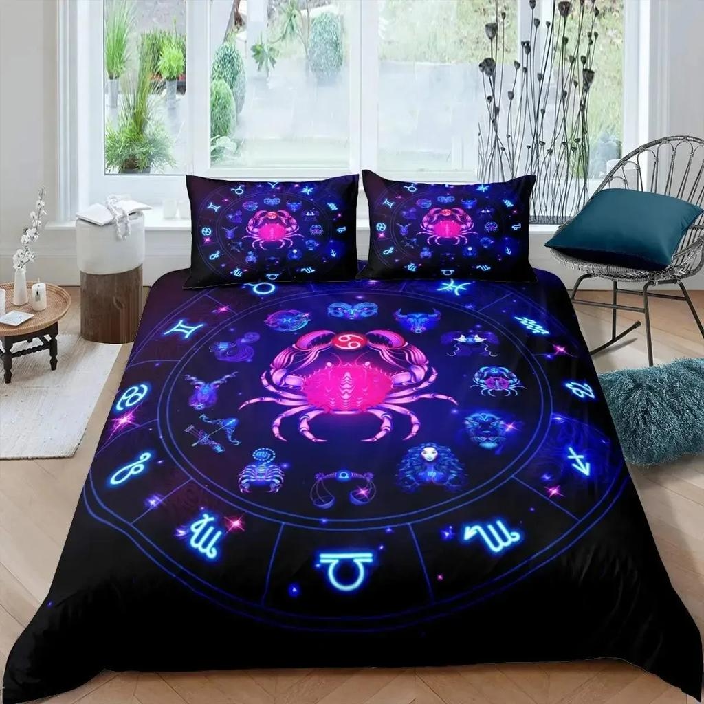 Gemini Comforter Cover Set Twin Size Constellation Duvet Cover Set Outer Space Universe Planet Print Bedding Set for Kids Teens