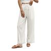 Women High Waist Drawstring Lace Trim Loose Casual Wide Leg Pants