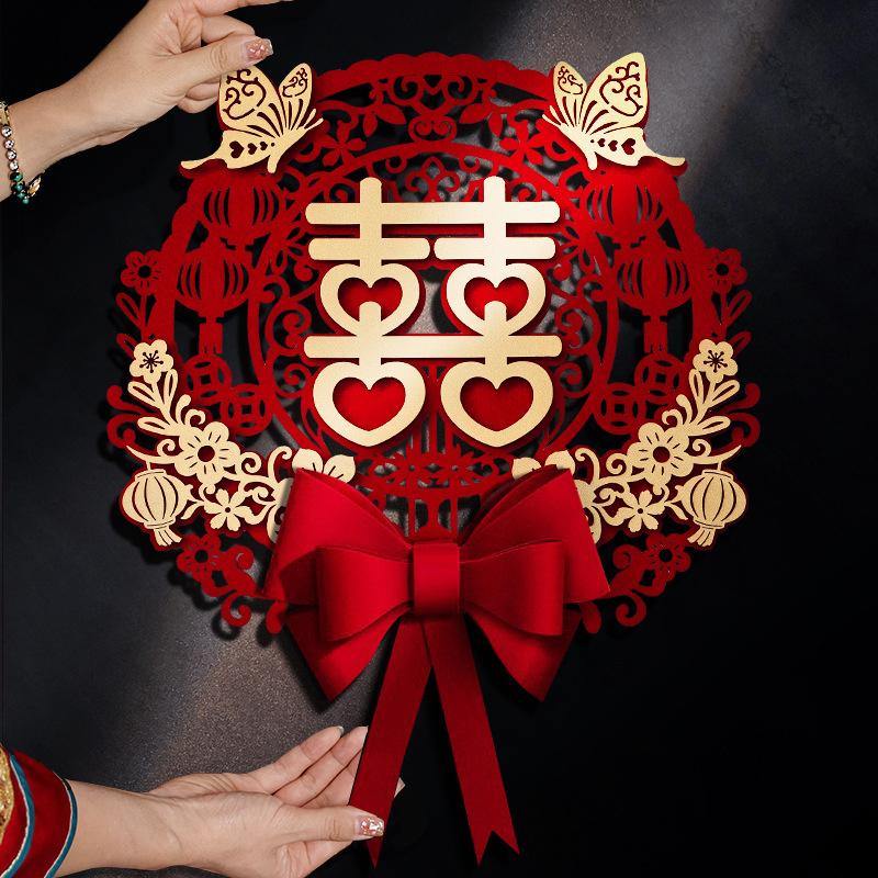 Chinese Wedding Decoration Double Happiness Door Stickers Wedding Supplies Marriage Room Decoration Home Ornament
