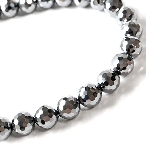 [GOLD STONE] Genuine Terahertz Ore Necklace, 6mm, 128-facet, Mirror Ball Cut, Power Stone, Natural Stone, Hook Type, Approximately 60cm Long