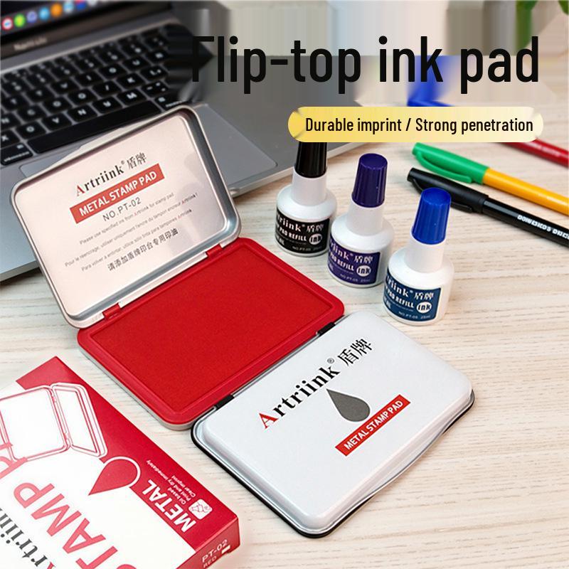 Tampon encreur rapide Shield Rouge pour empreintes digitales et manuelles, Fourniture de bureau portable.