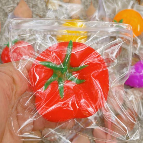 Shapeable Tomato Squeeze Toy Slow Rebound Anxiety Relief Lemon Sensory Toy Soft Stretchy Simulated Fruit Vegetable Fidget Toy