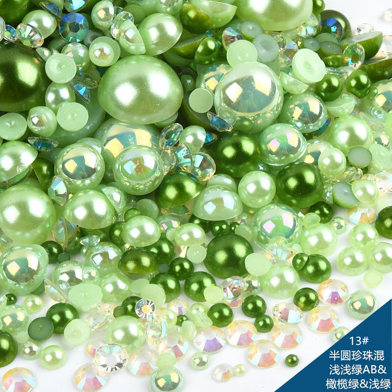 Mixed Abs Semicircular Pearl Resin Flat Bottom Diamond Set Imitation Pearl Mixed Size Diy Jewelry Accessories
