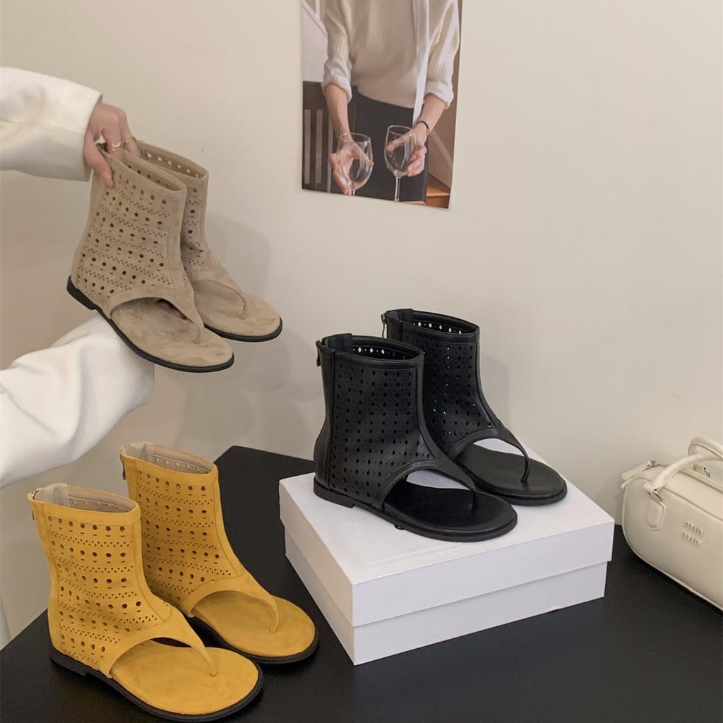 Inner heightening toe cool boots women's shoes summer mesh hollow sandals travel boots small short boots