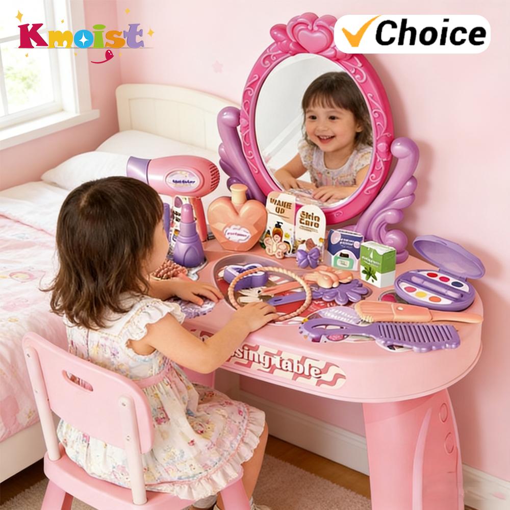 Toys DIY Play House Toy Simulated Dressing Table Table and Stickers Children'sPretending Makeup for New Year Gifts Kids Girls