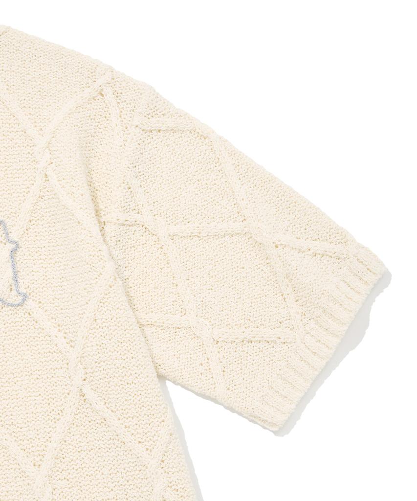 FALLETT Story Logo Argyle Summer Knit Ivory