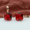 FJ Luxury Wedding Women Earring Rose Gold Color 585 Zircon Fashion Big Square Pink/White/Green/Red/Blue Zircon Drop Earring