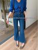 2025 Korean Style High-End Petite Micro-Flare Jeans with Fishbone Hem