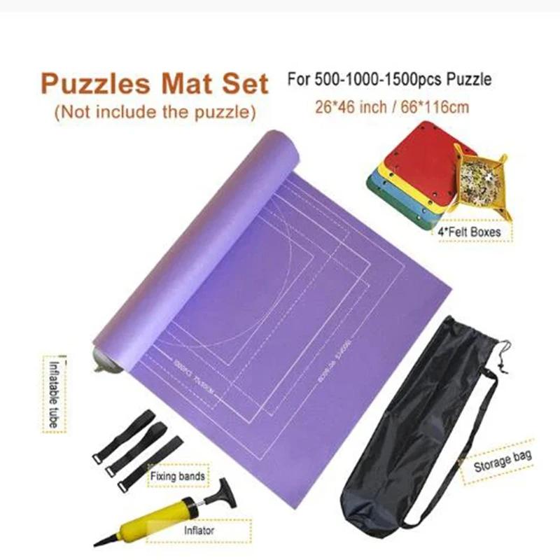 1500-3000Pcs Felt Puzzle Mat Set 10Color Available Puzzle Playing Blanket With Portable Travel Storage Bag Puzzle Accessories