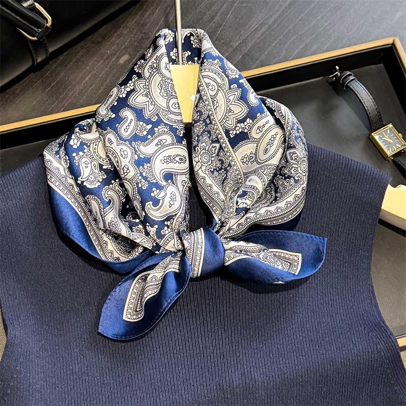 Luxury Shawl  100% Real Silk Square Scarf Women Designer Floral Print Neckerchief Female Hijab Bandana Headband