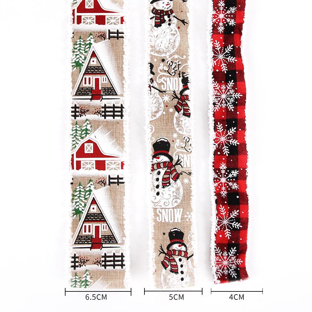 6 Delightful Meter Cartoon Christmas Ribbon With Cozy House Design Perfect For Holiday Gift Wrapping