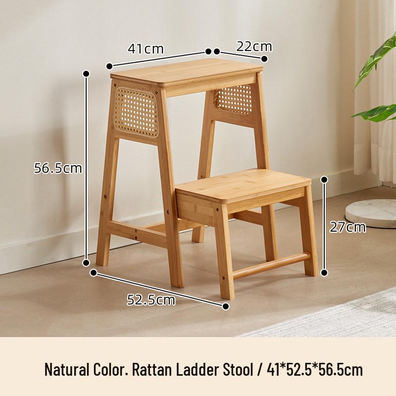 A-frame Solid Wood Folding Step Stool: Space-saving, Multi-layer, Double-layer Footrest Ladder.
