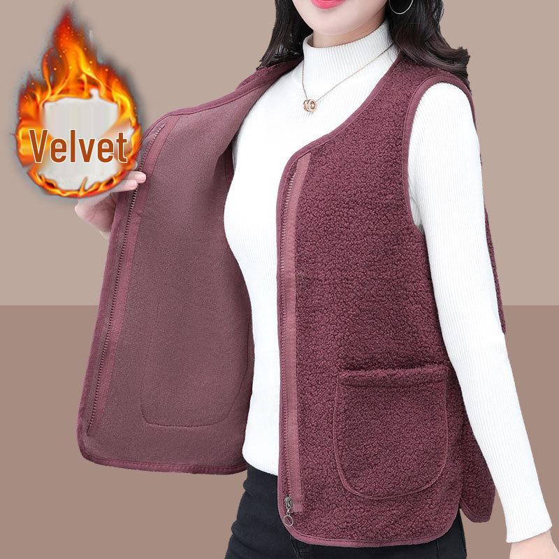 

2024 New Style Fleece-Lined Warm Vest for Middle-Aged Women 2XL