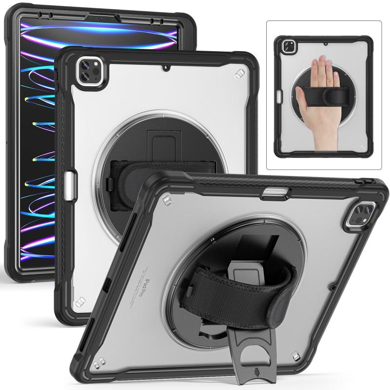 IPad Pro 12.9 Case With Pencil Holder Rotating Stand 3-Layer Heavy Duty Protection