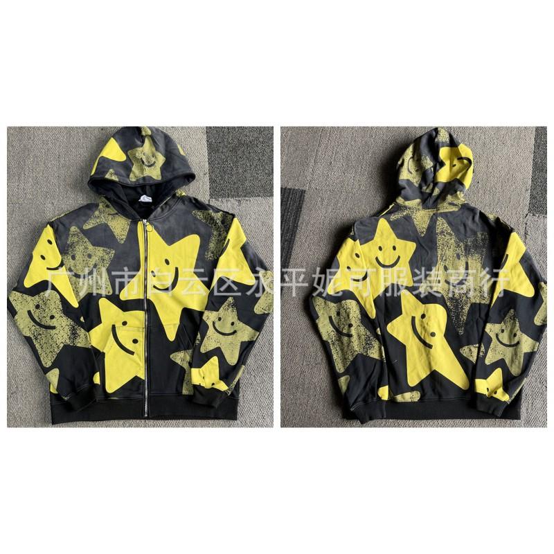 Premium Streetwear Hoodie With Rhinestone Embellishment Oversized Zip-Up Sweatshirt Men Cotton Blend Loose Fit