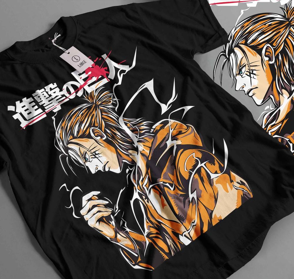 

Eren Yeager T-Shirt Shingeki No Kyojin Attack on Titan Black Shirt Tee Gift 230 4XL
