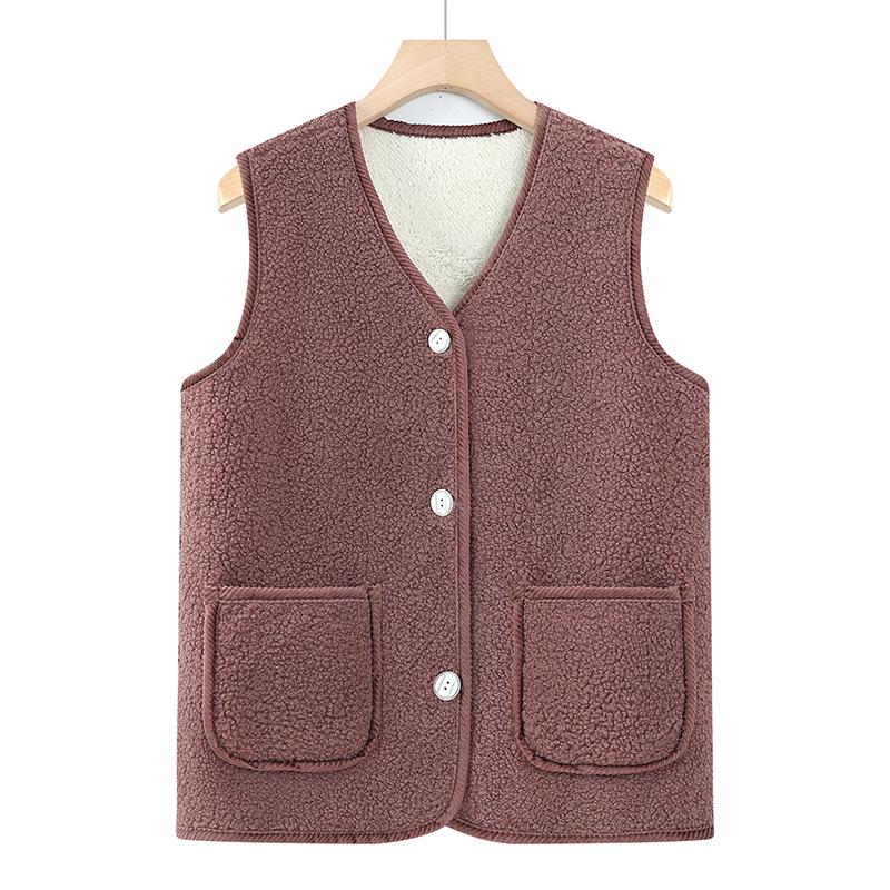 Women's Lamb Fleece Vest Coat - Warm Winter Fashion for Mom