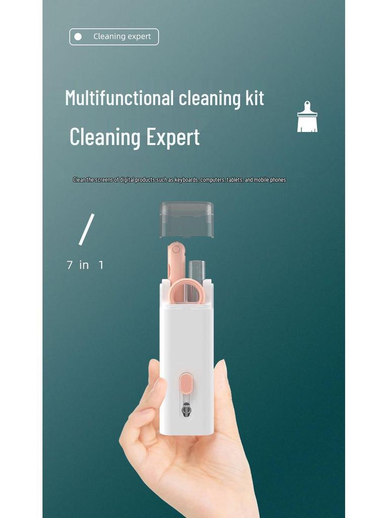 Q6E7 7-in-1 Multifunctional Cleaning Tool Set: Keyboard, Earphone, and Phone Dust Remover.