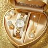 Fashion Roman Numeral Women's Watch & Bracelet Set with Diamond Inlay