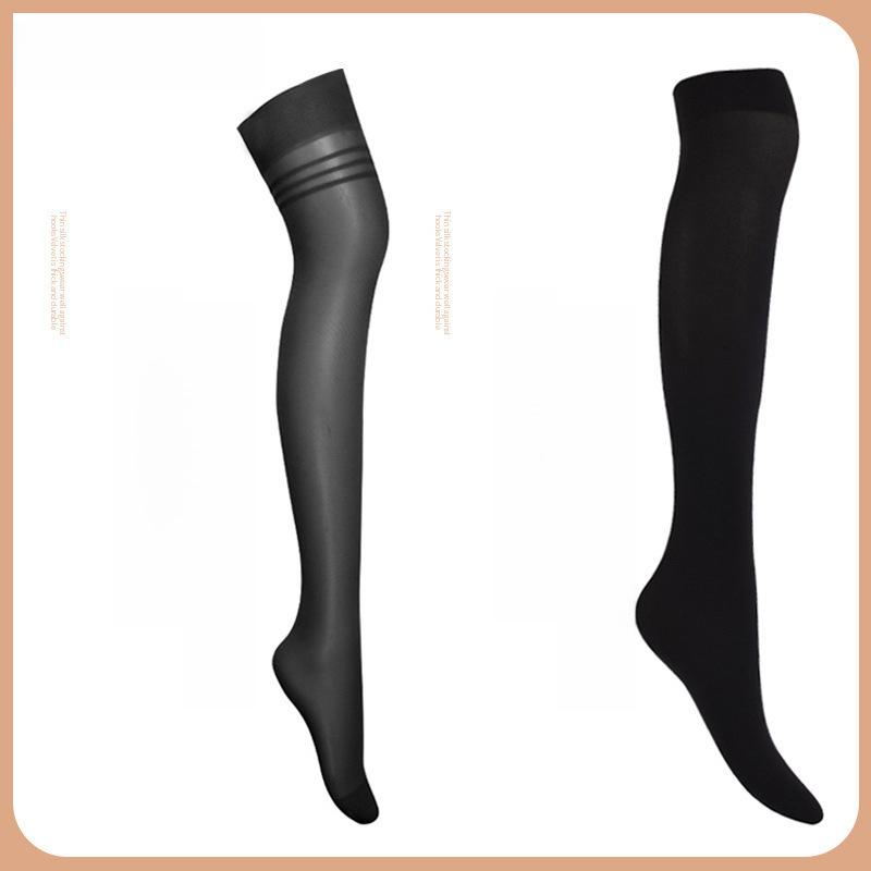 Bonas Women's Black Summer Ultra-Thin Over-the-Knee Japanese Style Stockings
