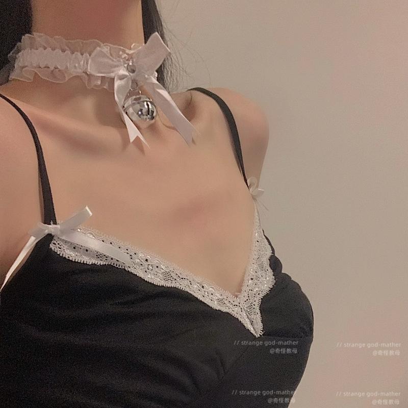 Sexy Lingerie Accessories Lace Small Bells Collar Female Necklace Servant Christmas Decorative Necklace
