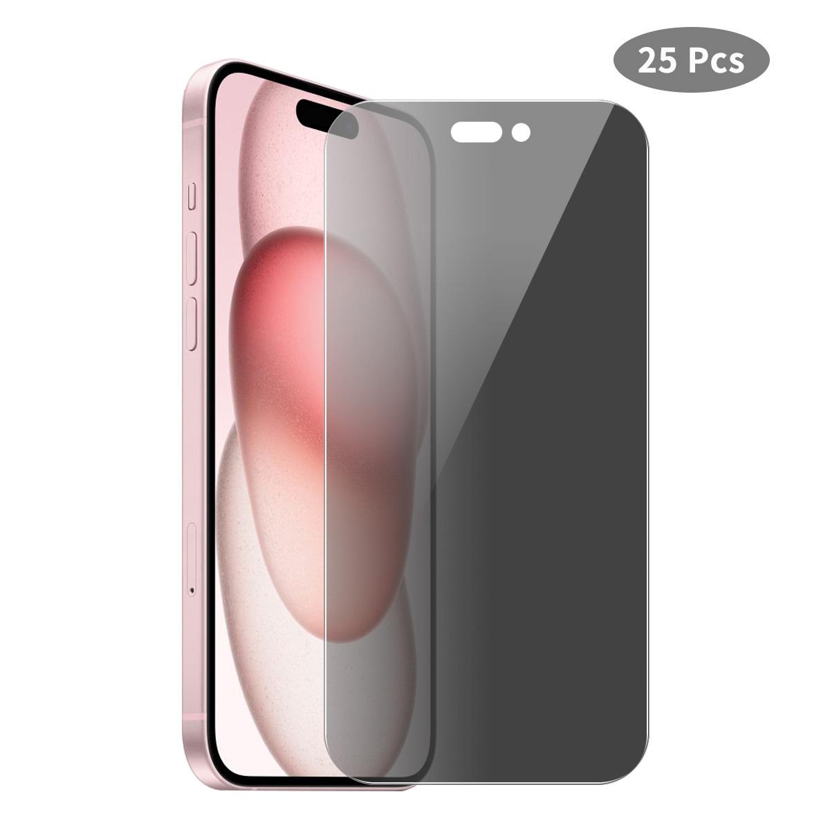 

25 шт. Защитное стекло для экрана iPhone 15 с защитой от шпионажа, закаленное стекло, защита от падений, HD прозрачная пленка A