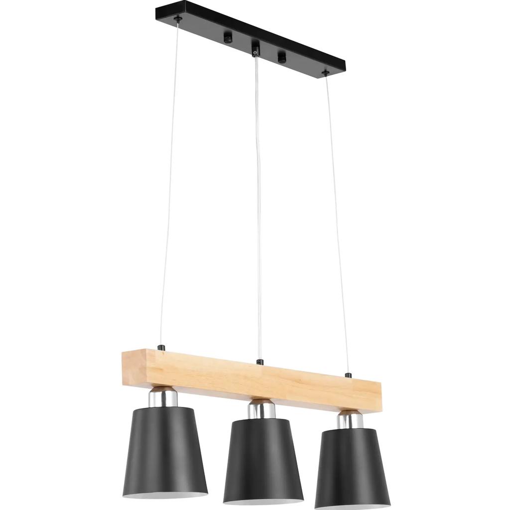 3-bulb E27 Wooden Beam Hanging Ceiling Lamp