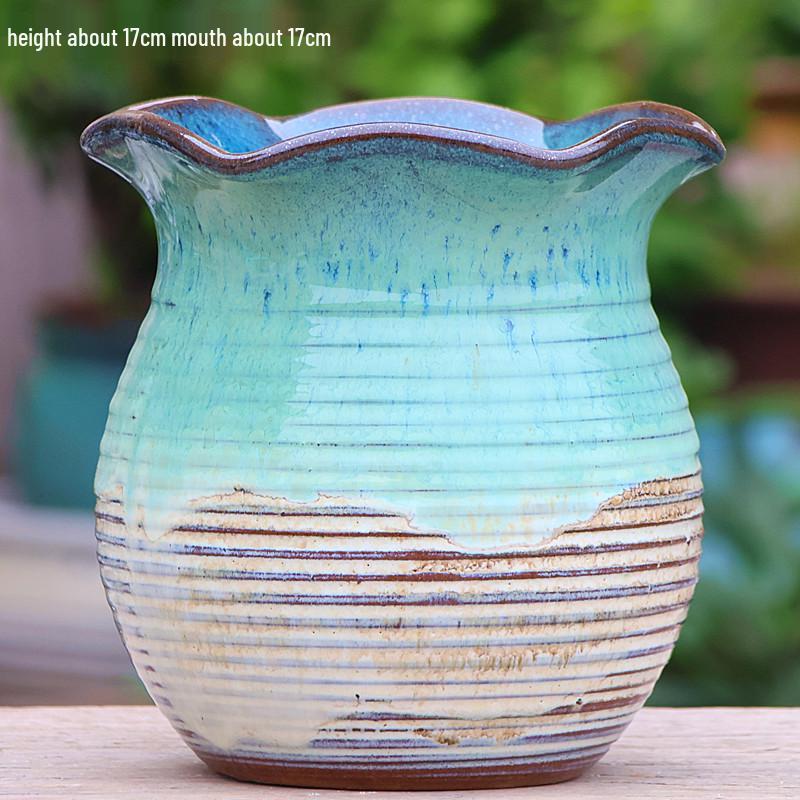 Minimalist Large Coarse Pottery Flower Pot for Succulents and Green Plants