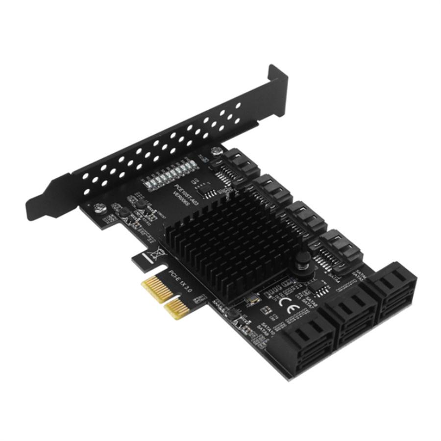 SATA PCIE 1X Adapter 10 Ports PCIE X4 X8 X16 to SATA 3.0 6Gbps Interface Rate Riser Expansion Card for Desktop PC Computer Converter Supports 32TB