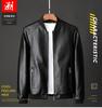 Autumn and winter new fashion stand-up collar cardigan men's leather jacket large size casual washed locomotive leather jacket