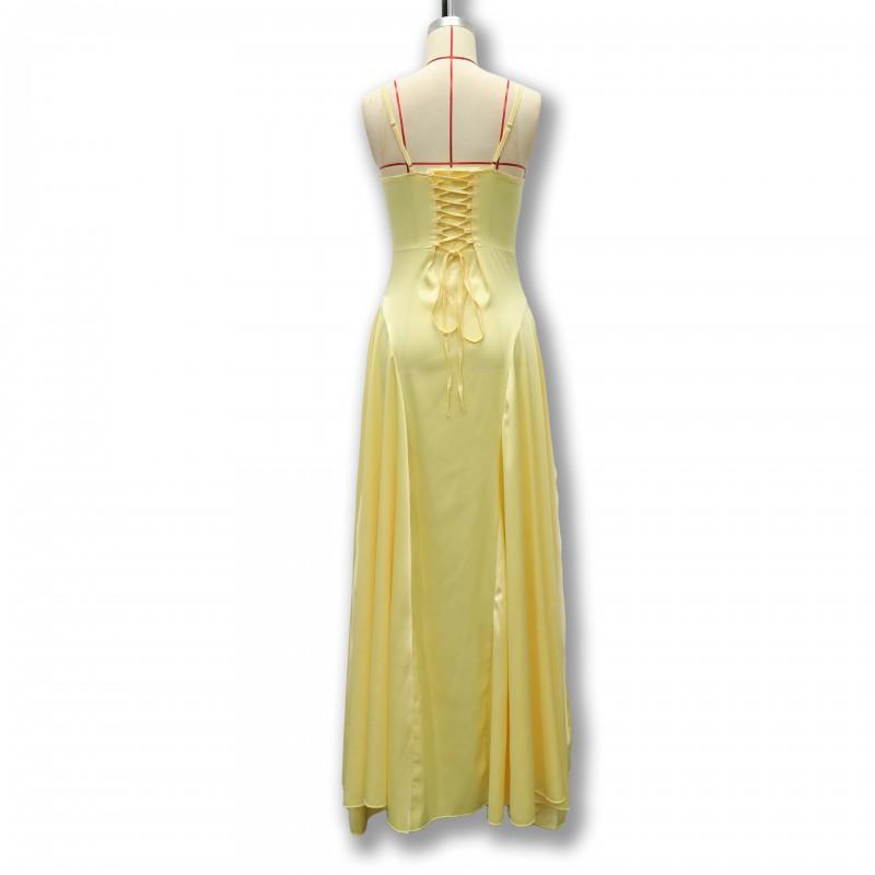 Sexy Satin Slip Dress Deep V Neck High Waist Flared Gown Banquet Date Night