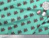 Soimoi Green Poly Crepe Fabric Geometric & Rose Floral Printed Fabric 1 Yard 42 Inch