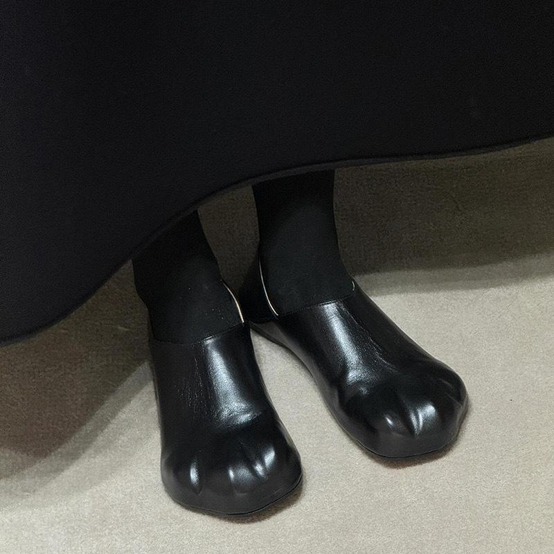 Nischen superweiche Katzenpfoten Damen Schuhe auf die Ferse treten zwei Tragearten leichte Mund Einzel Schuhe Damen flache französische Mary Jane Schuhe