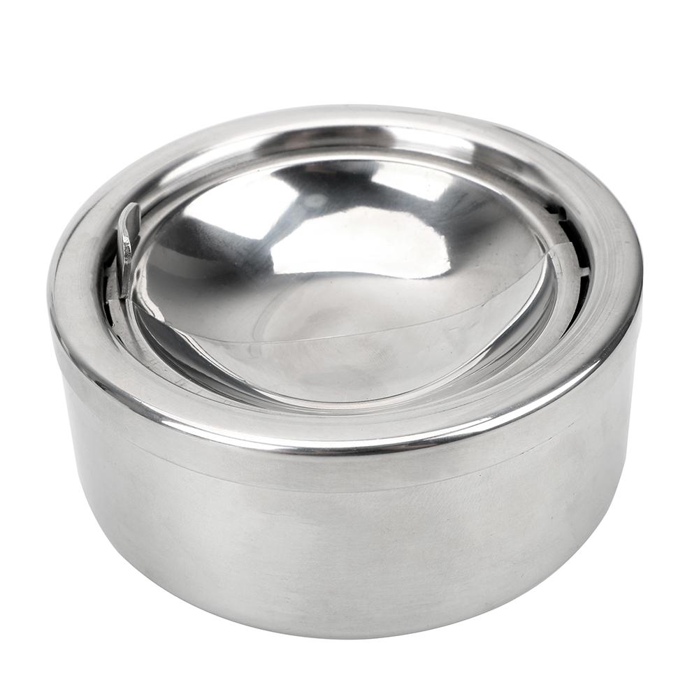 Stainless Steel Lidded Ashtray Smoking Accessories Round Stainless Steel Cigarette Ash Storage Case