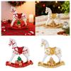 Small Christmas Rocking Horse Decor Resin Animal Statue Miniature Figurine for Bookshelf Living Room Anniversary Home Holiday