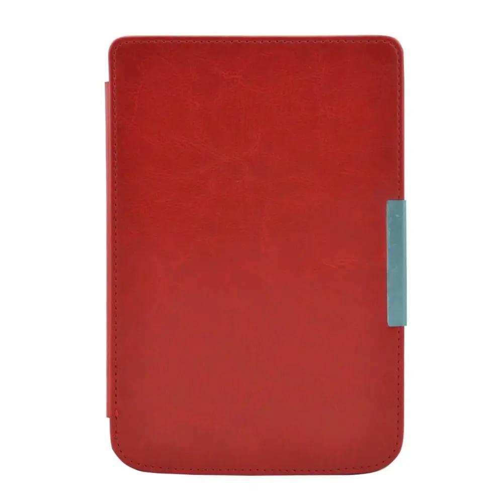 

6 inch E-Reader Protective Case Shockproof Leather Back Cover Anti-fall Microfiber Lining for Pocketbook Touch Lux 2 3/Basic 2 3 червоний