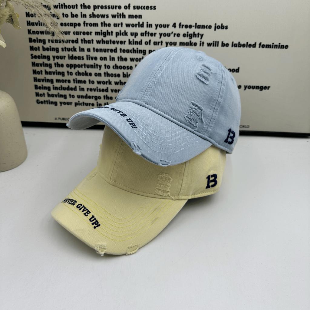 New Soft Top Washed American Retro Ripped Baseball Cap Men's and Women's Letter Embroidered Cap Sunshade Sunscreen Hat