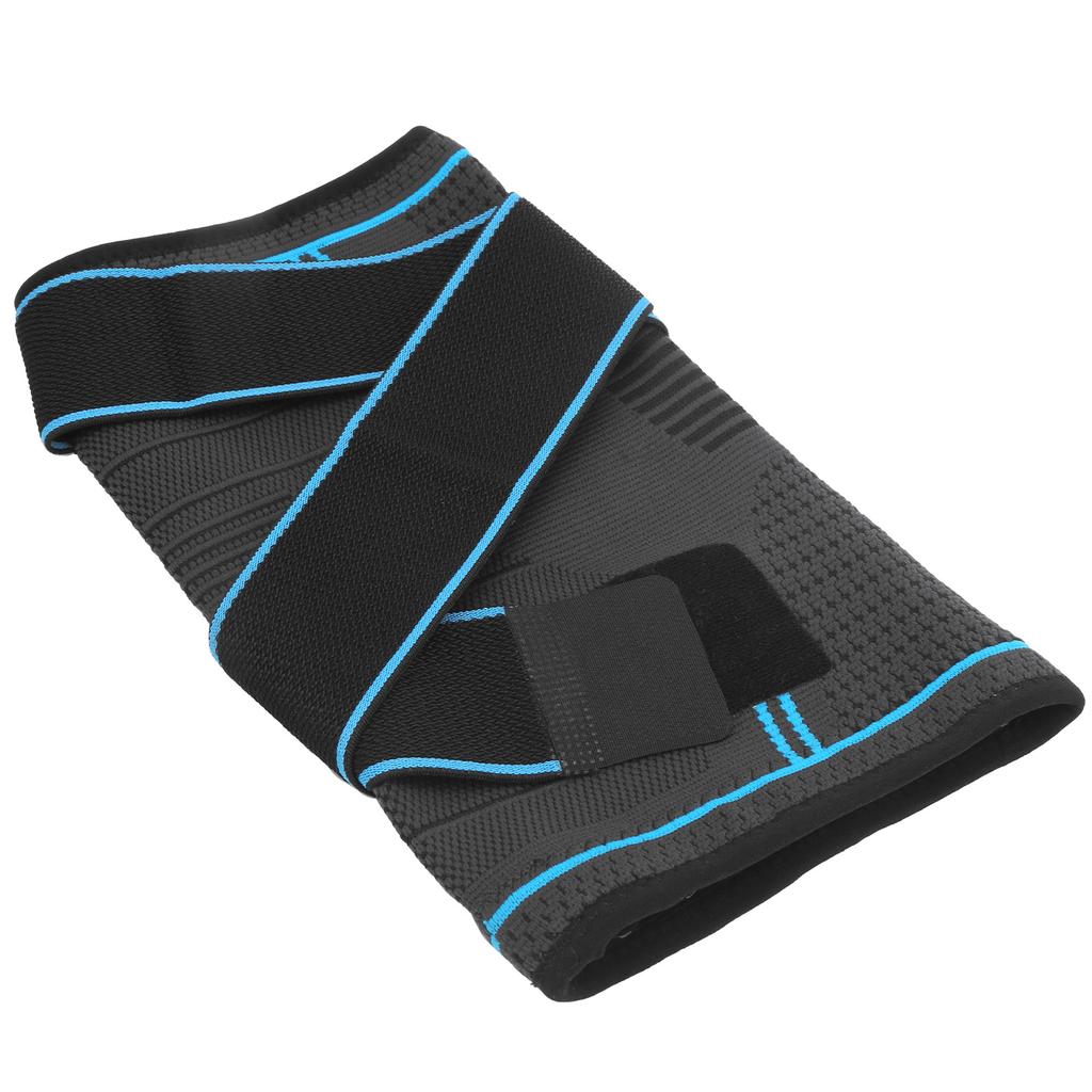 Outdoor Dual Sports Knieschoner Atmungsaktiver Gestrickter Knieschoner Doppelte Druckbänder Kniebandage Blau L