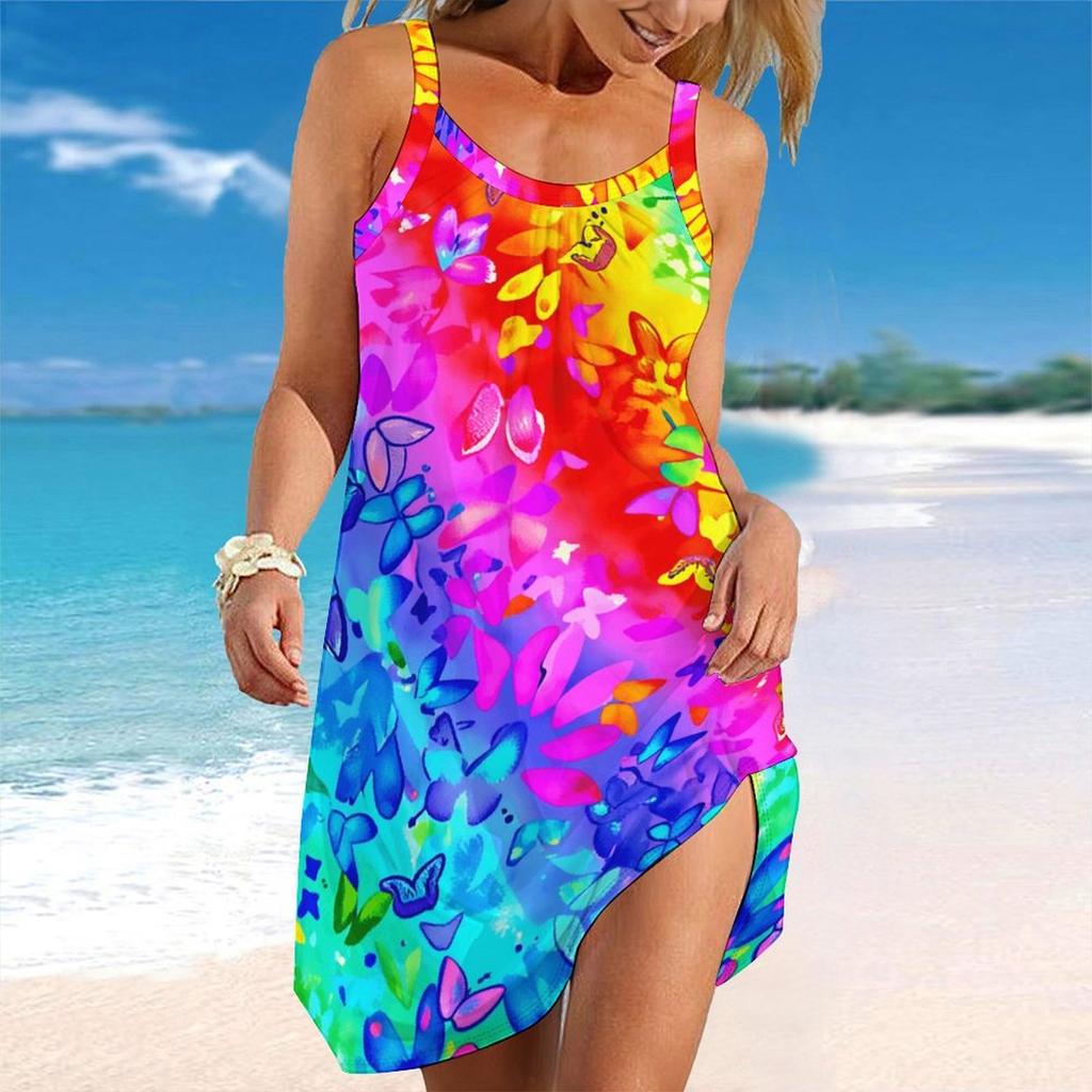 Women's Beach Dress Mini Dress Plant Print Casual Modern Dress Sleeveless Loose Fit Outdoor Daily Summer