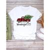 Printed Lady Clothing Fashion Christmas Women Plaid Truck Tree Trend 90s Short Sleeve TShirts New Year Graphic T Top Tee