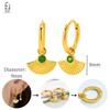 925 Sterling Silver Needle Vintage Heart/Shell Pendant Earrings Round/Square Plate Hoop Earrings for Women Party Fashion Jewelry