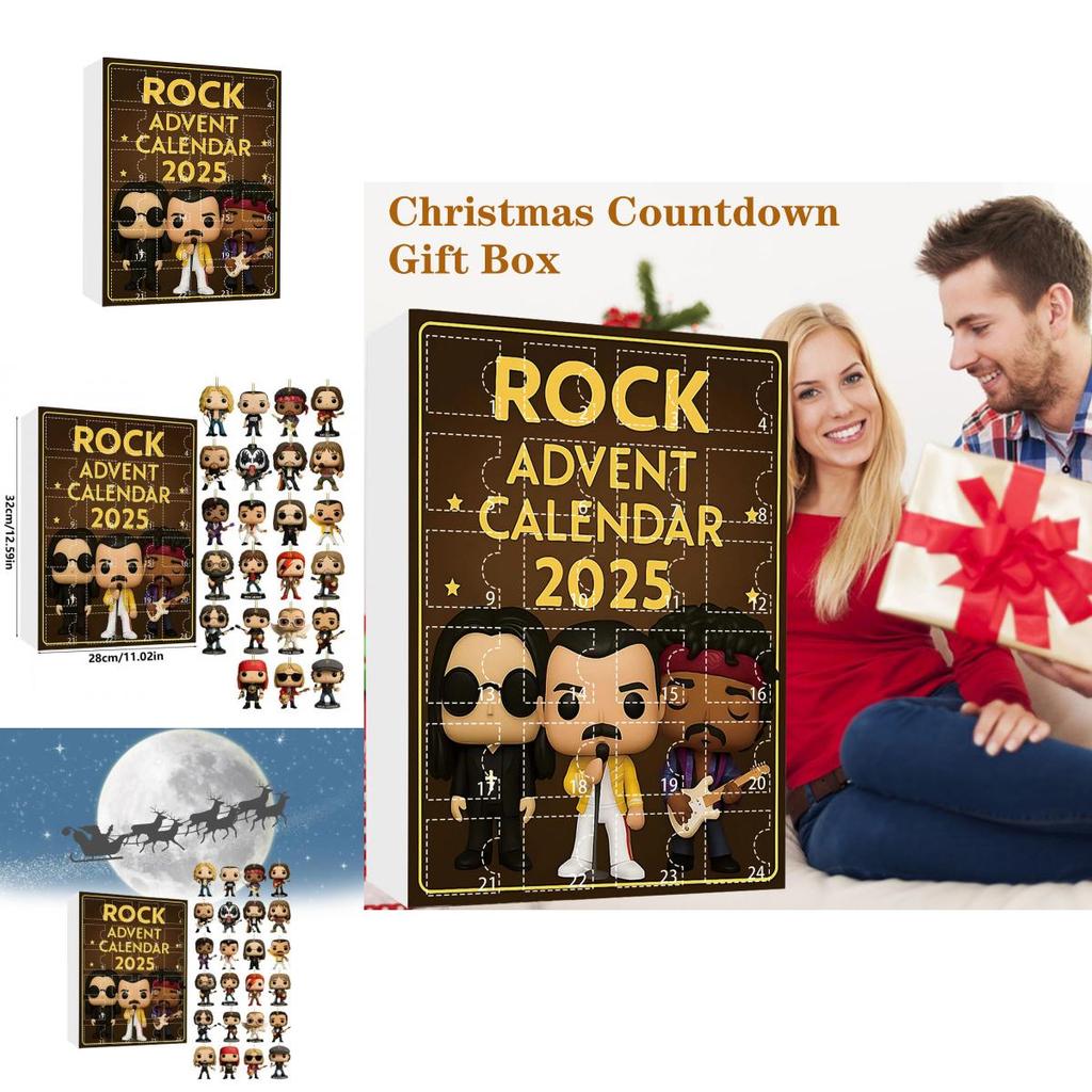 Rocková kapela Vánoční adventní kalendář s akrylovými figurkami pro sváteční výzdobu a obdarování