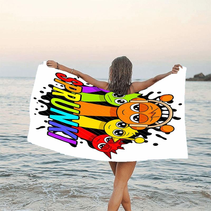 1pc SPRUNKI2 Beach Towel, Beach and Seaside Swimming Pool Equipment, Fashion Pattern, Rectangular, Travel Essentials
