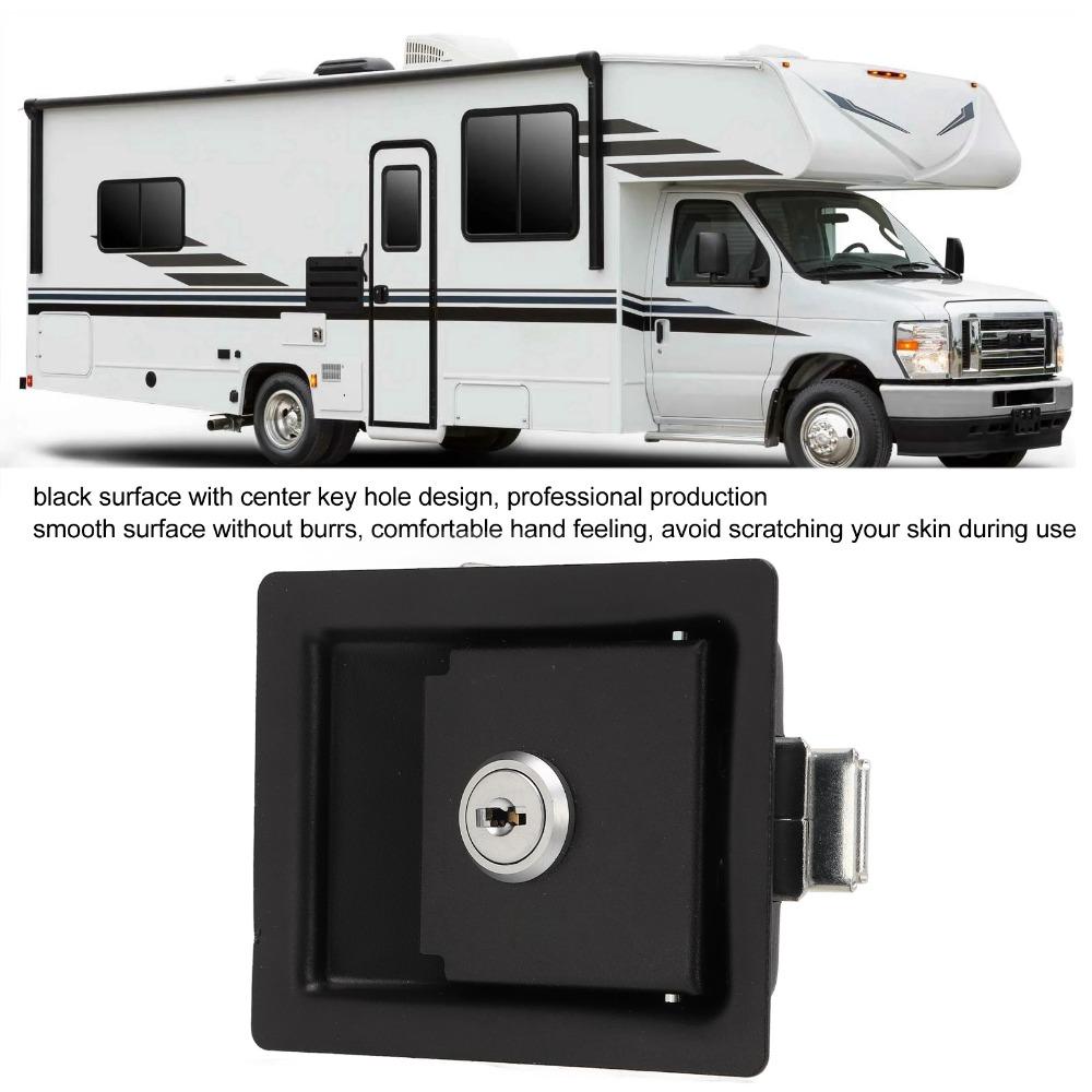 2 Pcs Easy Install Carbon Steel RV Handle Latch Black With Keys Toolbox Cabinet Lock Zinc Alloy RV Door Lock RV Toolbox