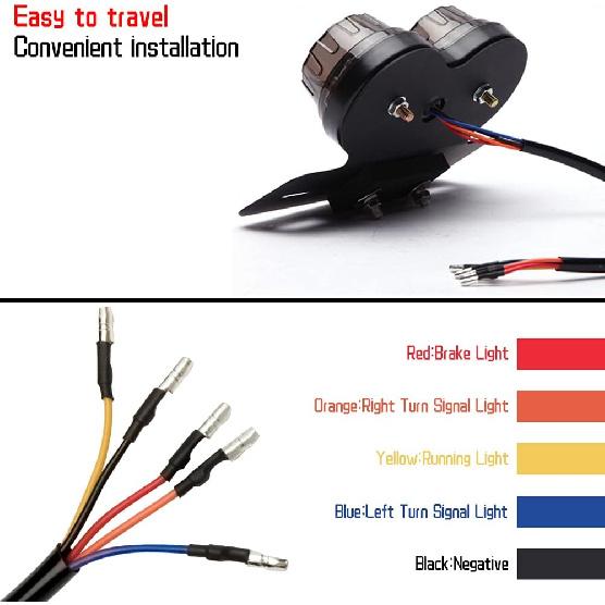 DREAMIZER 40 LED 40W Motorcycle Tail Light Integrated Running Lamp Brake&Turn Signal Light with License Plate Bracket Compatible With Motorcycle
