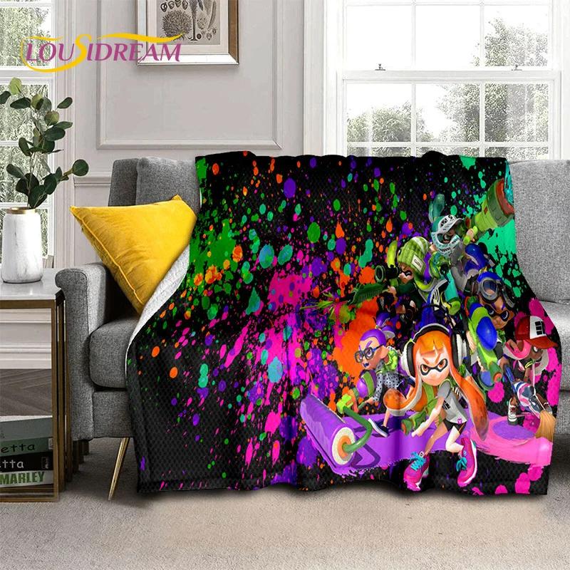 Splatoon3 PC Gamer Cartoon Game Soft Flannel Blanket for Beds Bedroom Sofa Picnic,Throw Blanket for Cover Outdoors Leisure Gift