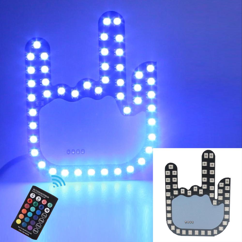 Цветной светодиодный RGB USB забавный жестовый световой индикатор для автомобиля, ручной светильник, забавный светодиодный индикатор для автомобиля, средний палец, аксессуары для грузовика и автомобиля RGB