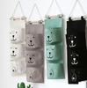 3 Pockets Cotton Wall Mounted Storage Bag Home Room Closet Door Sundries Clothes Hanging Bag Holder Cosmetic Toys Organizer