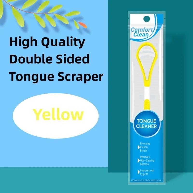 Ys00044-Tongue Coating Brush Tongue Scraper Cleaner Cleaning Brush Health Care Toothbrush Double-Sided Tongue Scraper 1 Pcs жёлтый