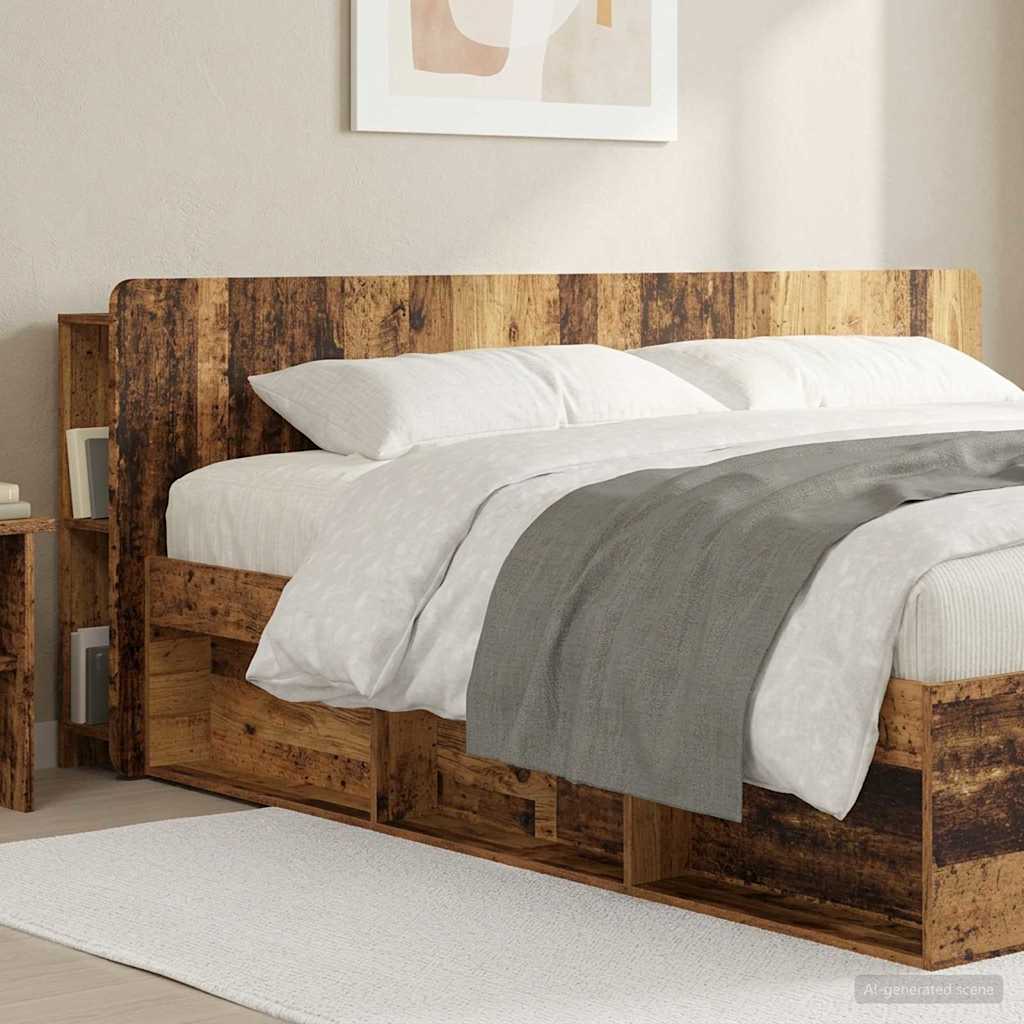 Headboard Cabinet with Storage Reclaimed Wood Effect Wood Based Material